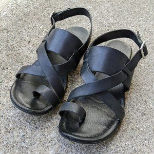 Franco Sarto Gia by Sarto Sandals in Black Leather